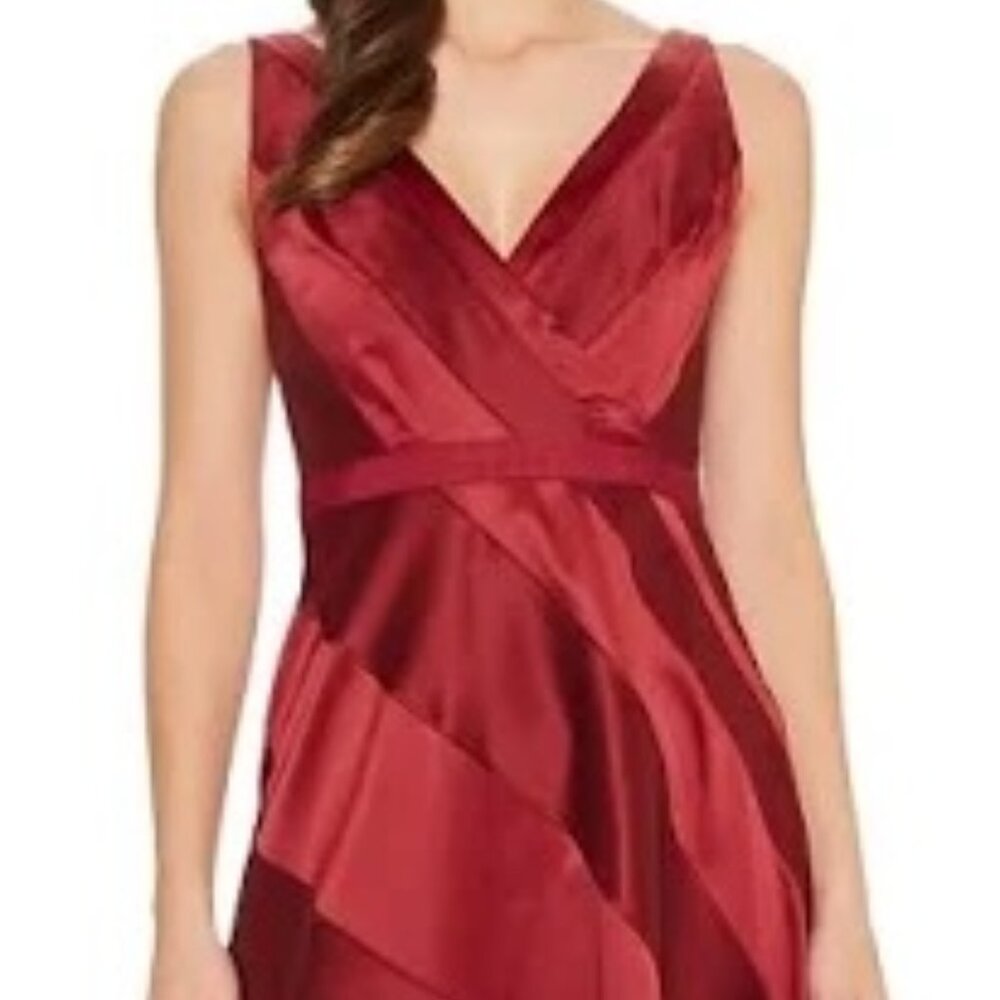 NWT! NEVER WORN! Adrianna Papell Fabric Combo Satin Ball Gown - Cranberry 18W
